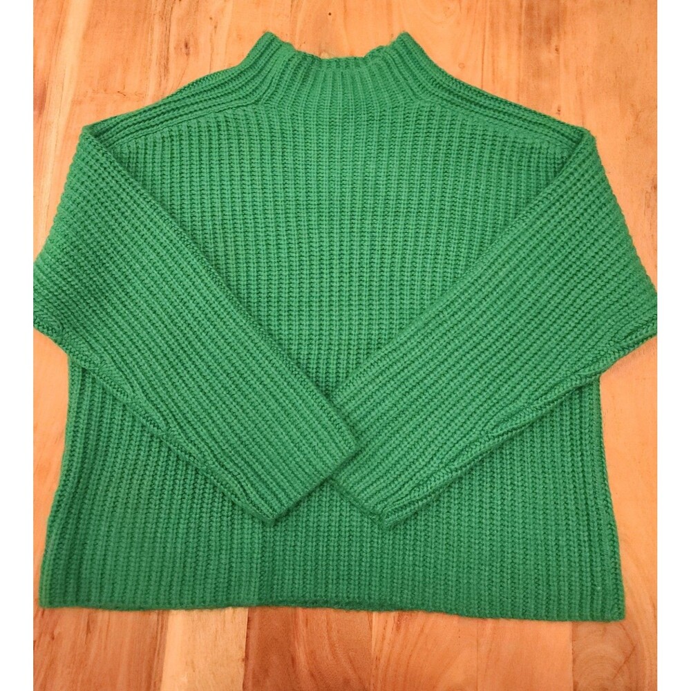 Ann Taylor Green Minimalist Ribbed Mock Neck Sweater Women's Size XL EUC